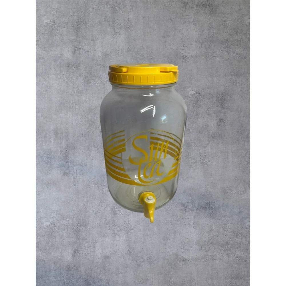 Miner Container Inc Sun Tea Glass Beverage Dispenser Yellow 1 Gallon Retro EXCL